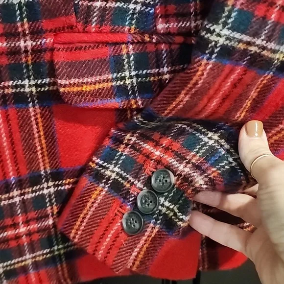 *BNWT* Talbots wool blend red tartan plaid blazer! - Picture 4 of 7